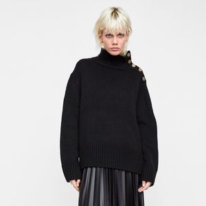 Black Zara Sweater w Gold Button Details